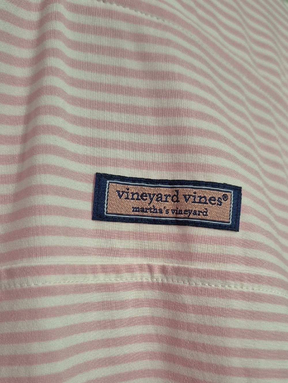 VINEYARD VINES Pink and White Striped Quarter-Zip Pullover - Picture 5 of 10